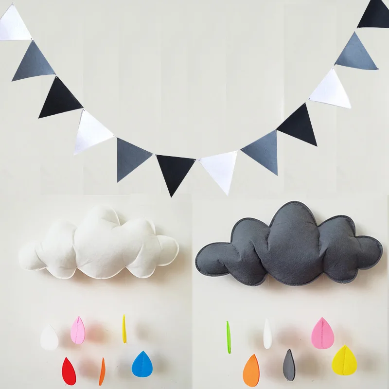 Kids Room Nursery Decoration Handmade Raining Clouds Water Drop Girls Bed - £10.69 GBP+