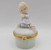 2000 Precious Moments Porcelain Girl On Rainbow Hinged Trinket Box - £6.77 GBP