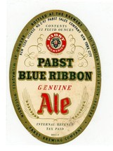Pabst Blue Ribbon Genuine ALE Milwaukee WIS Peoria Heights ILL  tax paid  inv 23 - £6.39 GBP