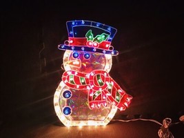 Vintage Christmas 17” Light Expressions 70 Light Holographic Frosty Snowman - £67.26 GBP