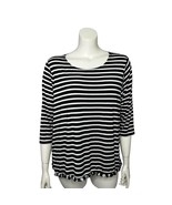 Green Envelope Black &amp; White Striped Top Fringe Hem 3/4 Sleeve Women&#39;s S... - $376.79 MXN