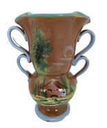 Art Pottery Vase Hand Painted Signed Numbered Double Handled 5.75&quot; Tall ... - £22.72 GBP