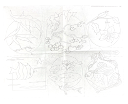 FC&amp;A Iron On Transfer Pattern Angel Fish Koi Lily Pads Flowers Tree - $8.01