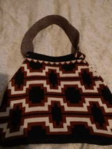 Shoulder Handbag Multicolor Hobo Purse Aztec Geometric Burgundy &amp; White - £11.86 GBP