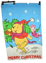 Disney Winnie the Pooh and Piglet Merry Christmas Outdoor Garden Flag 30... - £14.43 GBP