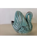 Vintage Gonder USA Pottery Swan Planter Vase E 44 Signed Turquoise 5 x 5... - £11.10 GBP