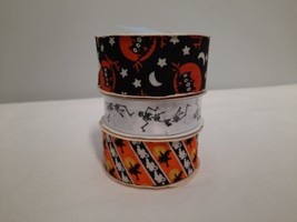 3 Spools of Vintage Fabric Halloween Themed Ribbon ~ Glow in the Dark - $12.82