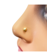 22ct Yellow Gold Gold Diamond Cut Flower Design Single Nose Stud/Pin 3.5... - $159.77 CAD