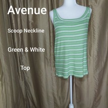Avenue Green And White Scoop Neckline Striped Top Size 18/ 20 - £6.37 GBP