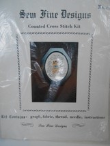 Sew Fine Counted Cross Stitch Kit K903 &amp; ivory Cloth Blue Bow Bear  = - $8.60