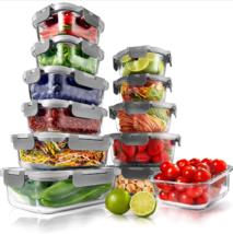 NutriChef 24-Piece Superior Glass Food Storage Containers Set, Stackable Design - £50.34 GBP