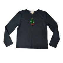 M &amp; C Sportswear Black Christmas Novelty Cotton Blend Long Sleeve Top Wo... - £7.17 GBP