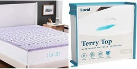LUCID 2 Inch 5 Zone Lavender Memory Foam Mattress Topper - Queen &amp;, White - £86.99 GBP