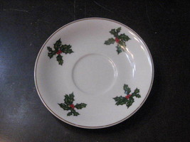 Lefton China Hand Painted Holly Saucer - £11.75 GBP