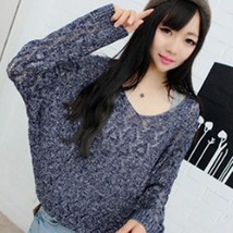 New Spring Women Pullovers Casual Tops V-Neck Loose Batwing Sleeve  Out Thin  Sw - £61.55 GBP