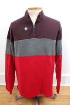 NWT Lands End L 42-44 Colorblock Stripe 100% Cotton 1/2 Zip Pullover Sweater - £17.54 GBP