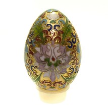 Vintage Solid Brass Cloisonne Enamel Colorful Flowers Hand Painted Egg 2... - £9.32 GBP