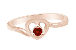 0.10 Ct Round Cut Red Garnet Wedding Engagement Ring 14k Rose Gold Finish - £70.32 GBP