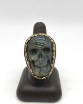 Large Skull Face Labradorite Gemstone Tibetan Design Ring Guc - £266.25 GBP