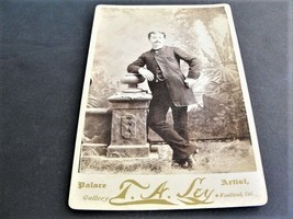 1890&#39;s -Young Man with a Great   Mustache- Cabinet Photo by Thos. A. Ley’s, CA. - £19.70 GBP