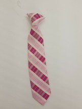 Clip On Necktie Child Size Pink Plaid Blue Stripe - £9.34 GBP