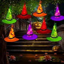 Halloween Decorations Lighted Witch Hats Lights, 8Pcs Hanging Glowing Wi... - £33.14 GBP