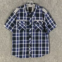 Koman Button Up Shirt Men&#39;s 2XL Short Sleeve Western Blue Cotton Blend XXL - $200.87 MXN