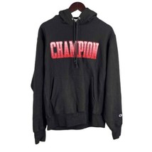 Champion Reverse Weave Black Hoodie Red Ombre Applique Size Medium - £25.33 GBP