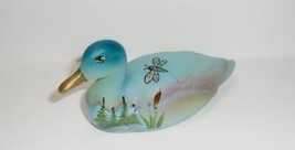 Fenton Glass Jadeite Golden Dragonfly Mallard Duck Figurine Ltd Ed Barley #2/14 - £138.08 GBP