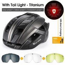 WEST BI Men Women Cycling Helmet With Taillight Goggles   Lens Bicycle Helmet MT - £108.63 GBP