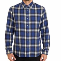 Slate &amp; Stone Mens Button Down Flannel Shirt Blue Plaid Long Sleeve Coll... - £19.15 GBP