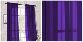 2 Piece Sheer Voile Rod Pocket Window Curtain Drapes 54x84&quot; - Purple - P02 - £25.00 GBP