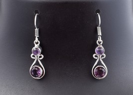 Sterling Silver Round Amethyst Gemstone Gold/ Rose Plated Handcrafted Earrings - £21.49 GBP+