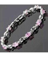 10Ct Oval Cut Pink Sapphire &amp; Diamond 7 Inch Bracelet 14Kt White Gold Fi... - €154,84 EUR