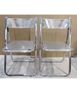 Matched Pair of Perforated Chrome Tamara Folding Chairs from Arrben, Ita... - $1,085.27 CAD