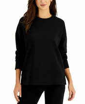 Ideology Women&#39;s Crewneck Fleece Sweatshirts Pullover, DEEP BLACK, L  - £6.62 GBP