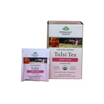 Organic India, Tulsi Holy Basil Tea, Caffeine-Free, Cinnamon Rose, 18 In... - $10.00