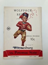 VTG October 4 1941 Football Waynesburg vs Potomac State Official Program - £15.16 GBP