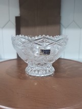 Vintage German Hand Gray Cut Etched Lead Crystal Lausitzer Candy Dish Bowl. - $24.75