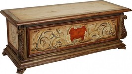Bench Chestnut Wood With Storage Hand-Painted Painted - $1,479.00
