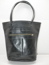 Vintage Lemon-aid Black Leather Handbag Tote Purse Made In Uruguay - £32.16 GBP