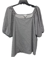 Ava &amp; Viv Black &amp; White Top Blouse Short Sleeve Stretch Cotton Size 3x - $31.16 CAD