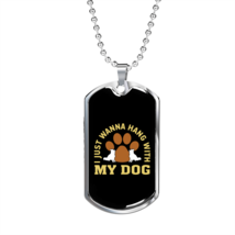 Hang Out With Dog Paw Necklace Stainless Steel or 18k Gold Dog Tag 24" Chain - £37.84 GBP+