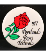 1977 Portland Rose Festival Oregon Vintage Pinback Button 1.25&quot; Pin Whit... - $17.83