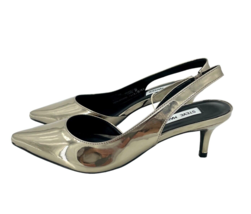 Steve Madden Vera Pewter Patent Leather Pointed Toe Kitten Heel Pumps Sz... - $119.00