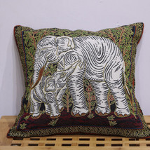 Elephant Jacquard Linen Blend Fabric Throw Pillow Cover Case Sofa Cushion Covers - £15.80 GBP