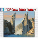 Lord Of The Rings Hobbit Argonath Gate Pillars Of The Kings Cross Stitch... - $4.80 CAD