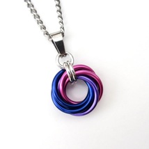 Bi pride pendant necklace, handmade chainmail love knot, bisexual jewelry - £8.52 GBP+