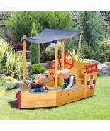 63&quot; Wooden Kids Sandbox with Covered Protection under Canopy - €228,09 EUR