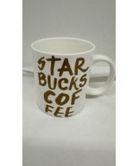 2015 Starbucks Coffee 12oz Ceramic Mug White With Gold Letters Graffiti - $5.89